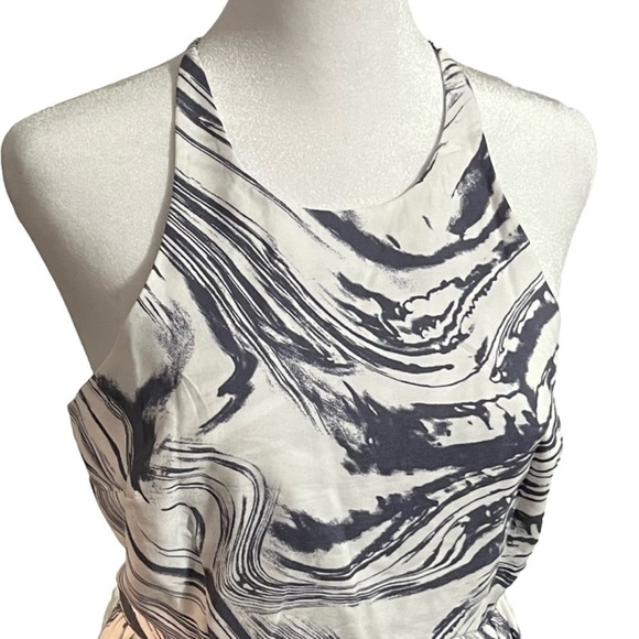A New Day Tiered Sleeveless Halter Blue Swirl Marble Maxi Dress Women’s Size S - Picture 4 of 14